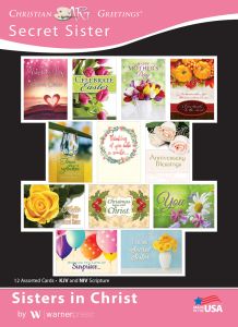 Secret Sister - Sisters in Christ - KJV/NIV mix - Box of 12 - Assorted Boxed Greeting Cards