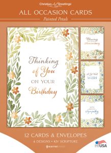 All Occasion - Painted Petals - KJV - Box of 12 - Assorted Boxed Greeting Cards