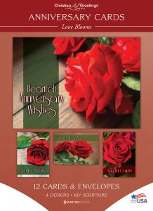 Anniversary - Love Blooms - KJV - Box of 12 - Assorted Boxed Greeting Cards