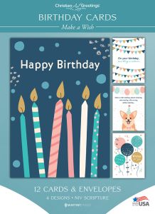 Birthday - Make a Wish - NIV Box of 12 - Assorted Boxed Greeting Cards