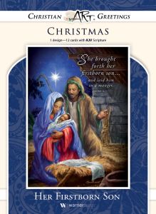 Christmas - Her Firstborn Son, Luke 2:7 (KJV) - Box of 12 - Boxed Greeting Cards
