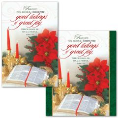Christmas - Bible and Poinsettia - Bulletin - Multiple Sizes