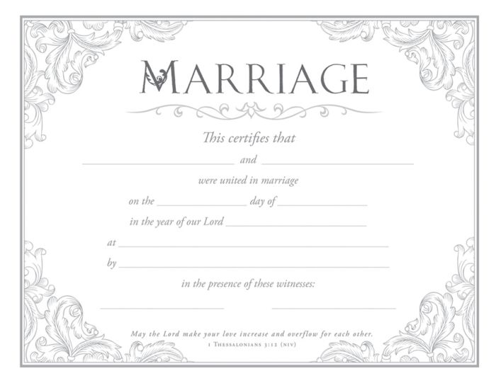Marriage Certificate - Premium, Silver Foil Embossed - Warner Christian Resources
