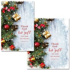 Christmas - Thank God for His Gift, 2 Corinthians 9:15 (CEB) - Pkg 100 - Bulletin - Multiple Sizes