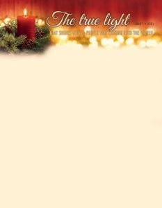 Christmas—The True Light; John 1:9 (CEB) - Pkg 100—Letterhead