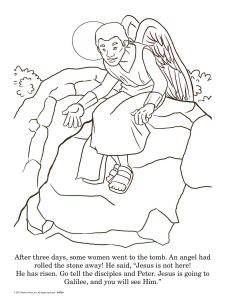 Printable - Coloring & Activity Page | Easter | (8-10) Peter's Promise | Angel on Tombstone