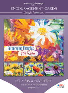 Encouragement Cards – Colorful Impressions – 12 Cards with NIV Scripture – Assorted Greeting Cards 