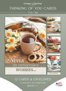 Thinking of You Cards – Cozy Cups – 12 Cards with NIV Scripture – Assorted Greeting Cards 