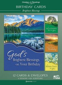 Birthday Cards – Brightest Blessings – 12 Cards with KJV Scripture – Assorted Greeting Cards 