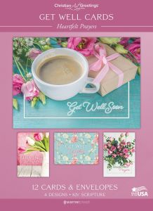Get Well Cards – Heartfelt Prayers – 12 Cards with KJV Scripture – Assorted Greeting Cards 