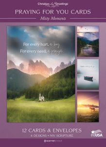 Praying for You Cards – Misty Moments – 12 Cards with NIV Scripture – Assorted Greeting Cards 