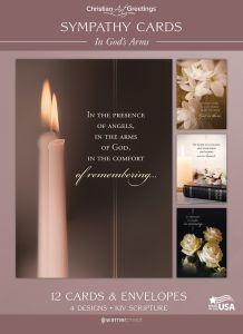 Sympathy Cards – In God's Arms – 12 Cards with KJV Scripture – Assorted Greeting Cards 
