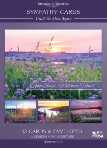 Sympathy Cards – Until We Meet Again – 12 Cards with NIV Scripture – Assorted Greeting Cards 