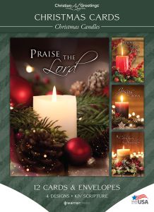 Christmas Cards - Christmas Candles - 12 Cards with KJV Scripture - Assorted Boxed Greeting Cards 