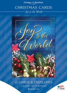 Christmas Cards – Joy to the World – 12 Cards with KJV Scripture – Solid Pack Boxed Greeting Cards 