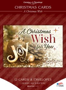 Christmas Cards - A Christmas Wish - 12 Cards with KJV Scripture - Solid Pack Boxed Greeting Cards 