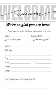 Welcome – Pew Card