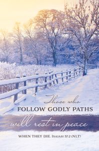 Funeral - Rest in Peace, Isaiah 57:2 (NLT) - Pkg 100 - Standard Bulletin