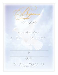 Baptism Certificate - Premium, Gold Foil Embossed