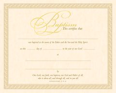 Baptism Certificate - Parchment, Gold Foil Embossed