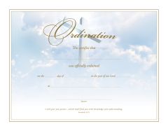 Ordination Certificate - Premium,  Gold Foil Embossed