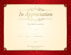 In Appreciation Certificate - Premium, Gold Foil Embossed