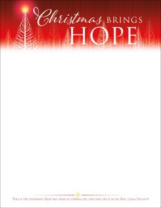 Christmas - Christmas Brings Hope, 1 John 5:11 (NIVÃ‚Â®) - Pkg 100 - Letterhead