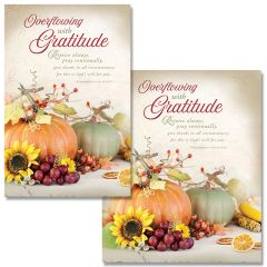 Thanksgiving - Overflowing with Gratitude, 1 Thessalonians 5:16-18 (NIV)- Pkg 100 - Bulletins - Multiple Sizes