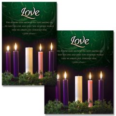 Advent Week 4 - Love, 1 John 4:9 (NIV) - Pkg 100 - Bulletins - Multiple Sizes