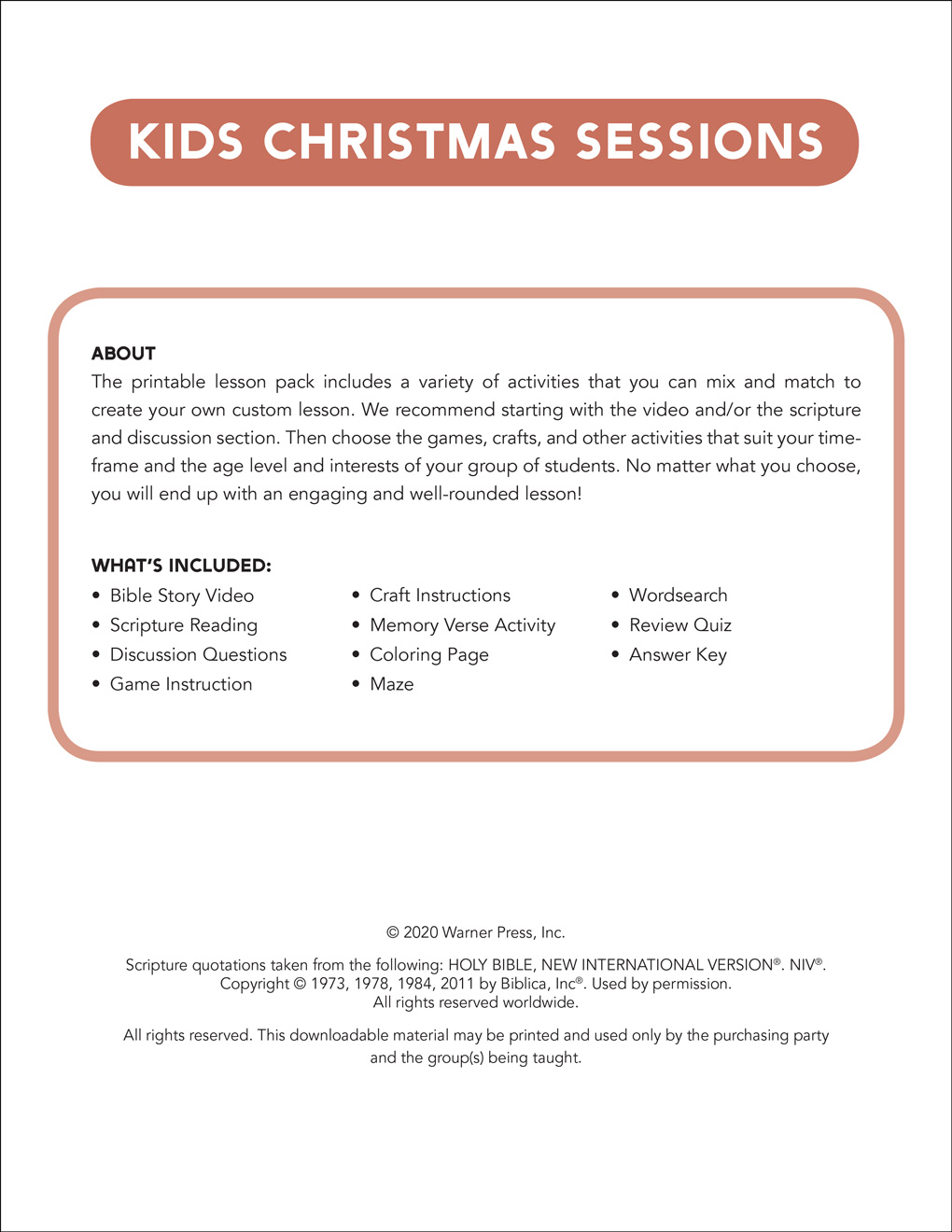 Kids Advent Christmas Packet - Warner Christian Resources